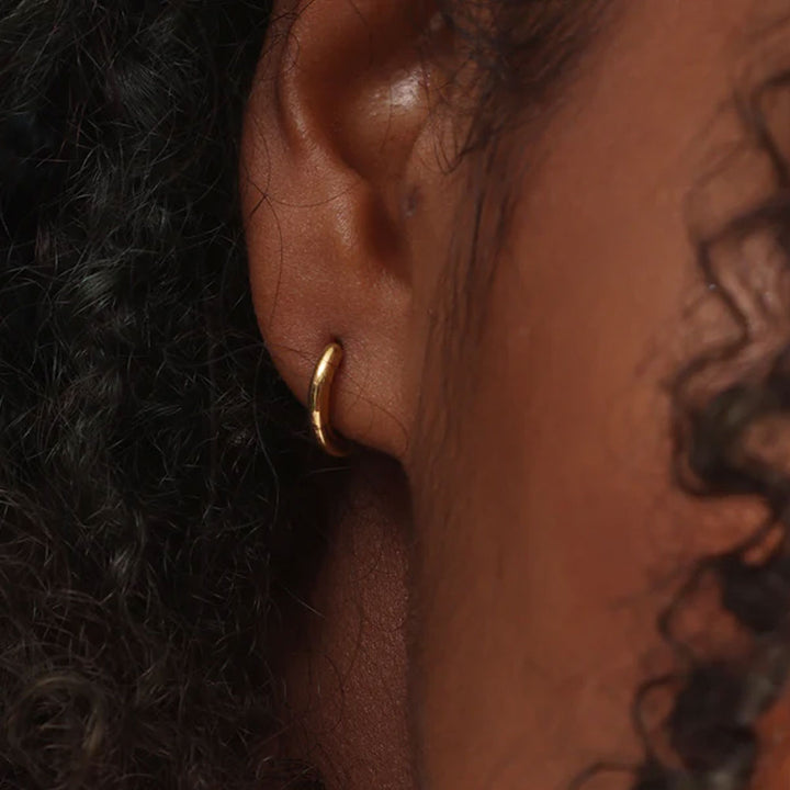 Shop Round Huggie Hoop Earrings Palmonas-1