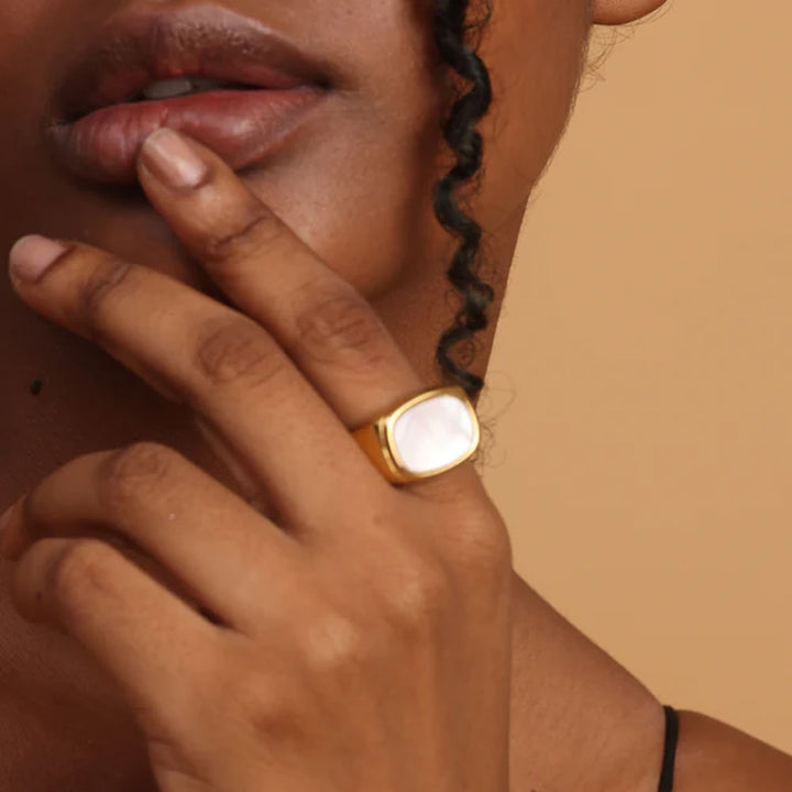 Shop Glossy Enamel Ring | 18k Gold Plated Palmonas-1