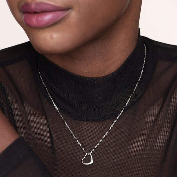 Shop Thin Heart Necklce- 925 Silver Palmonas-1