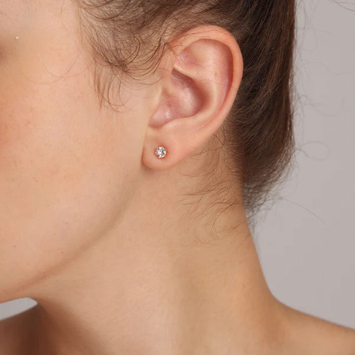 Shop Diamond Halo Stud Earrings | 18k Gold Plated Palmonas-5
