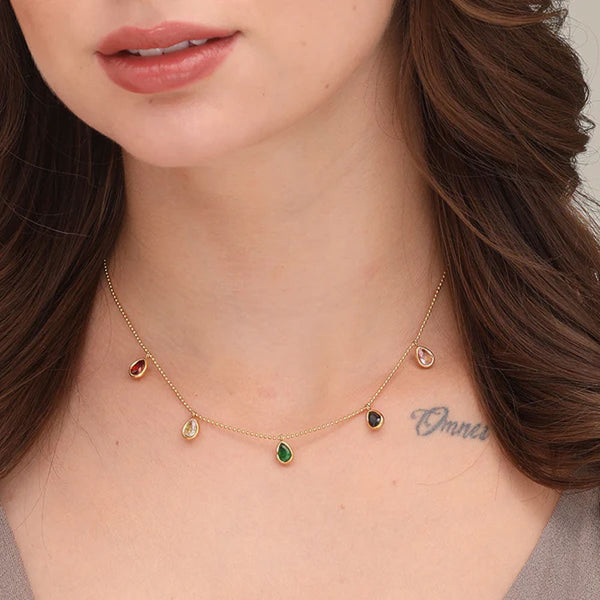 Shop Colourful Stones Necklace- 18k Gold Plated Palmonas-1