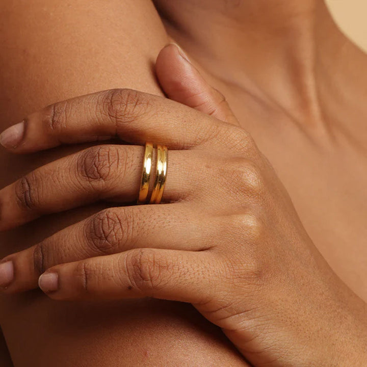 Shop Multi Lines Ring- 18k Gold Plated Palmonas-1