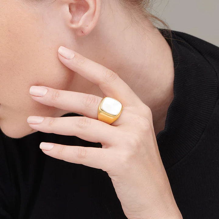 Shop White Galaxy Ring- 18k Gold Plated Palmonas-1