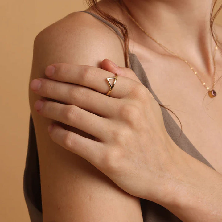 Shop V Letter Ring- 18k Gold Plated Palmonas-1