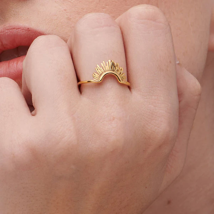 Shop Rising Sun Ring- 18k Gold Plated Palmonas-1