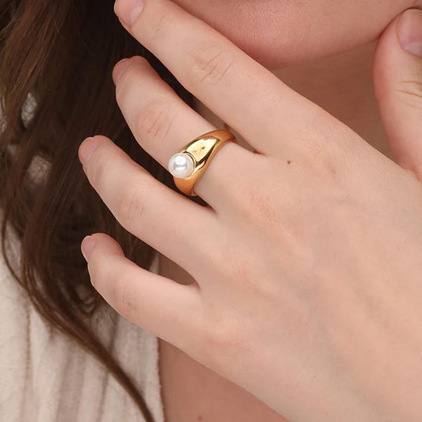 Shop Bold Pearl Ring- 18k Gold Plated Palmonas-1