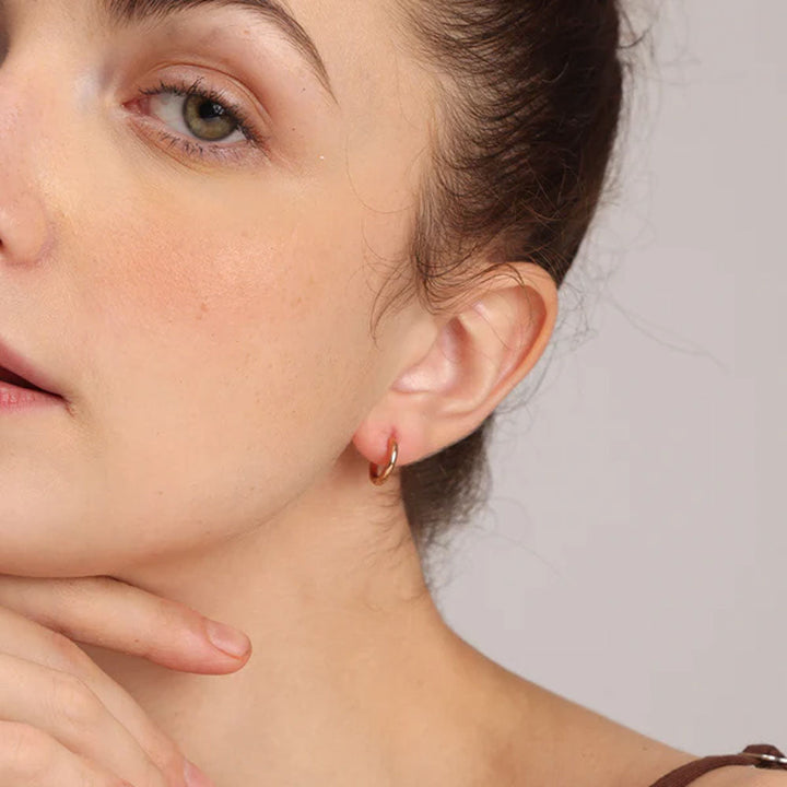 Shop Round Huggie Hoop Earrings Palmonas-5
