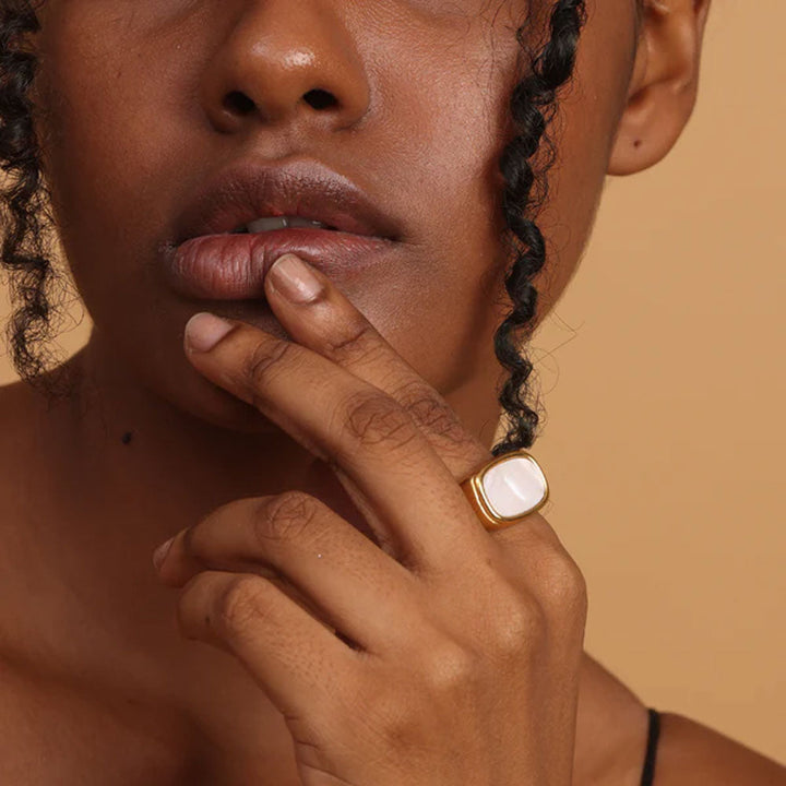 Shop Glossy Enamel Ring | 18k Gold Plated Palmonas-3