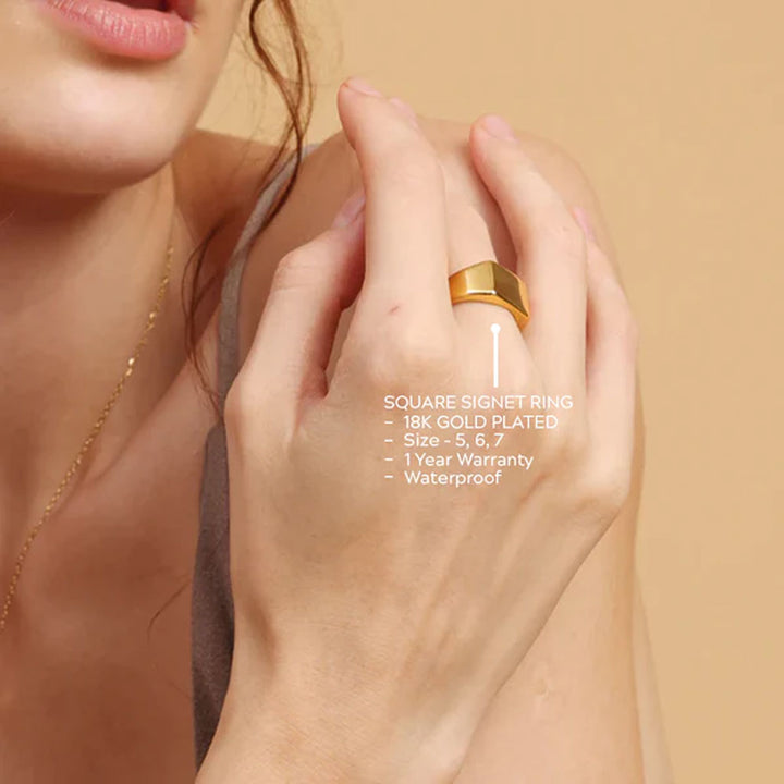 Shop Square Signet Ring- 18k Gold Plated Palmonas-2