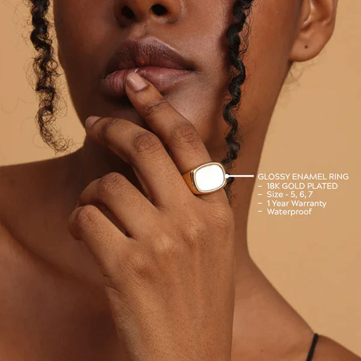 Shop Glossy Enamel Ring | 18k Gold Plated Palmonas-2