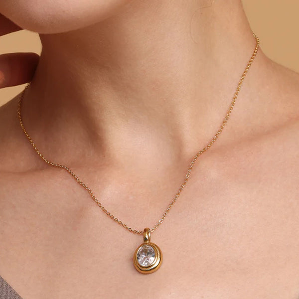 Shop White Emerald Oval Pendant | 18k Gold Plated Palmonas-1