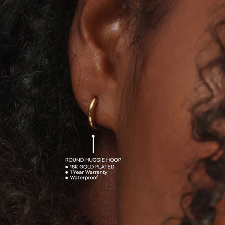Shop Round Huggie Hoop Earrings Palmonas-2