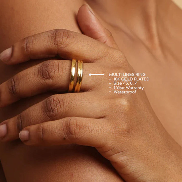 Shop Multi Lines Ring- 18k Gold Plated Palmonas-2