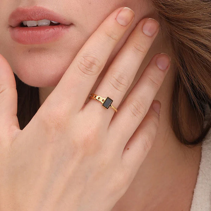 Shop Black Charm Ring- 18k Gold Plated Palmonas-1