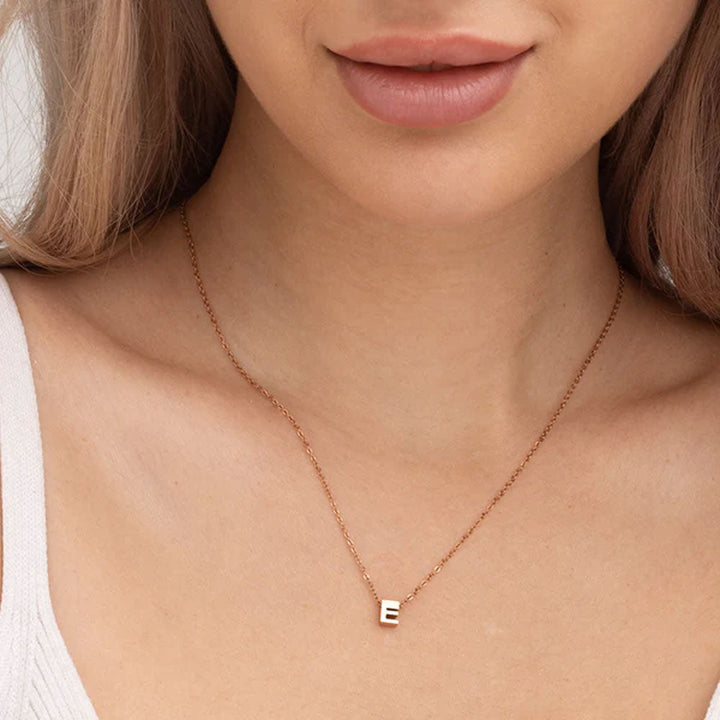 Shop Small Letter Necklace- 18k Rose Gold Plated Palmonas-5