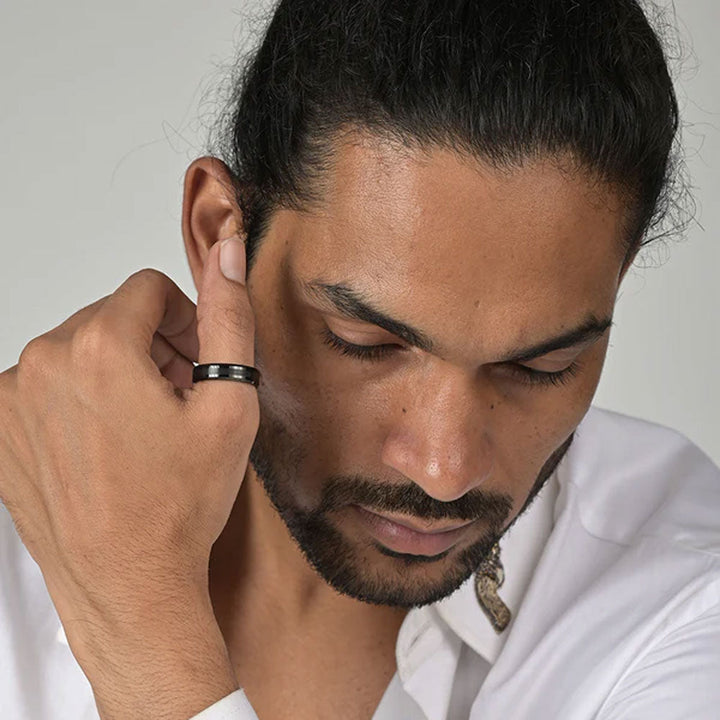 Shop Gunmetal Band Men's Ring- Tungsten Palmonas-5