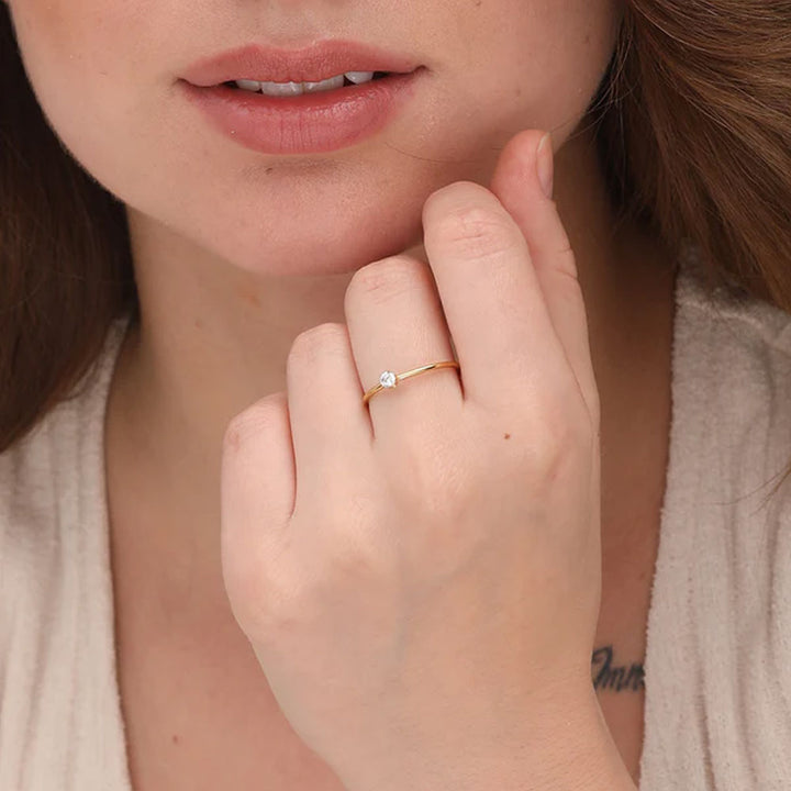 Shop Dainty Solitaire Ring- 18k Gold Plated Palmonas-3