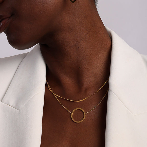 Shop Circle Ring Double Layer Necklace- 18k Gold Plated Palmonas-1