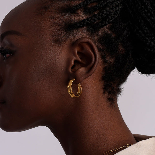 Shop Octagon Hoop Earrings | 18k Gold Plated Palmonas-1