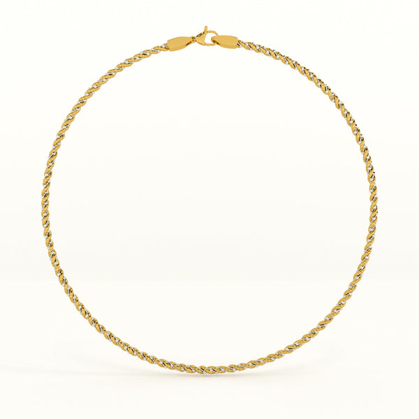 Twisted Gold 925 Sterling Silver Chain Necklace
