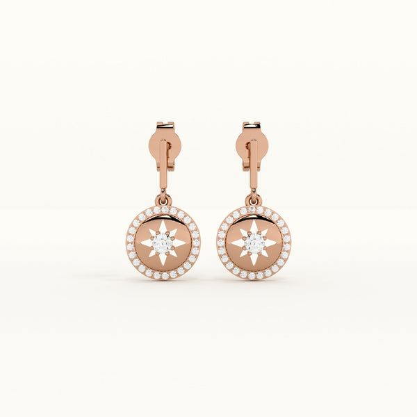 Starburst 925 Sterling Silver Rose Gold Drop Earrings