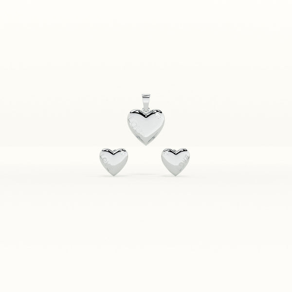 Eternal Love 925 Sterling Silver Pendant and Earring Set