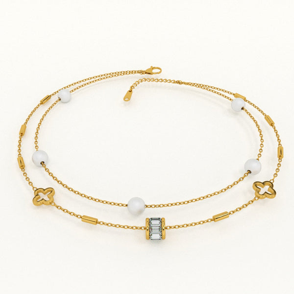 Layered Pearl and Charm Anklet