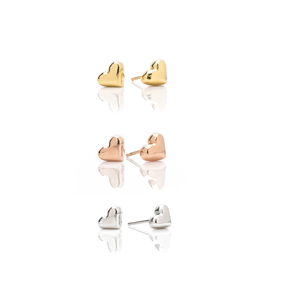 Shop Puffy Heart Stud Earrings - Combo of 3 Palmonas-1