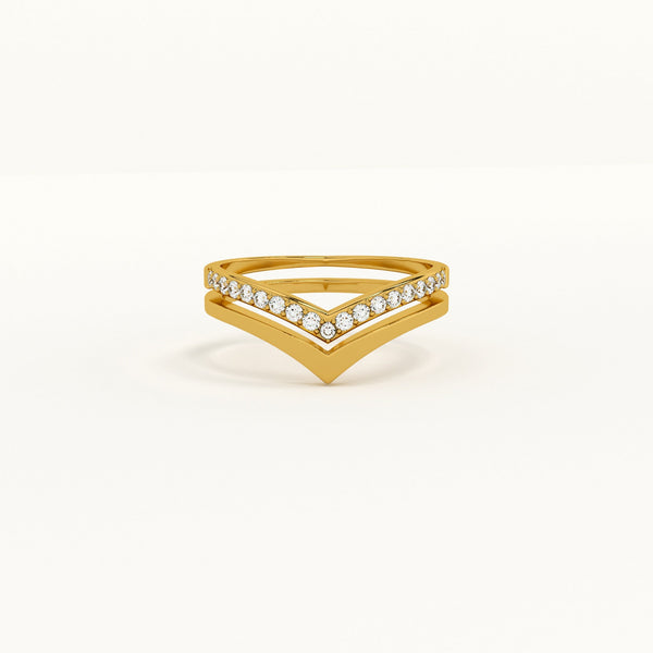 Stack Chevron Lab Grown Diamond + Gold Vermeil Ring