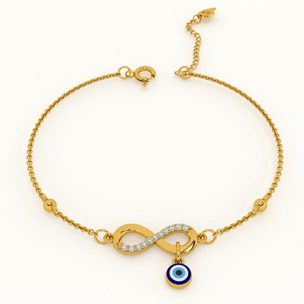 Evil Eye Infinite Charm  925 Silver Bracelet
