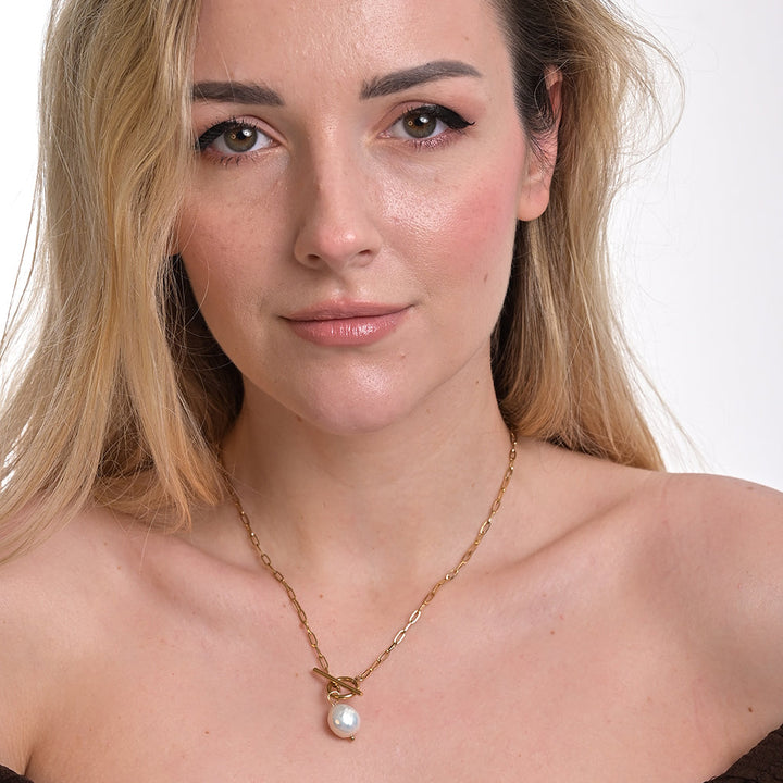 Shop Interlocked Pearl Necklace | 18k Gold Plated Palmonas-1