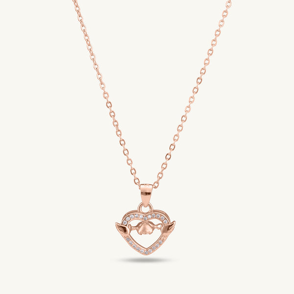 Solitaire Heart Necklace | Rose Gold