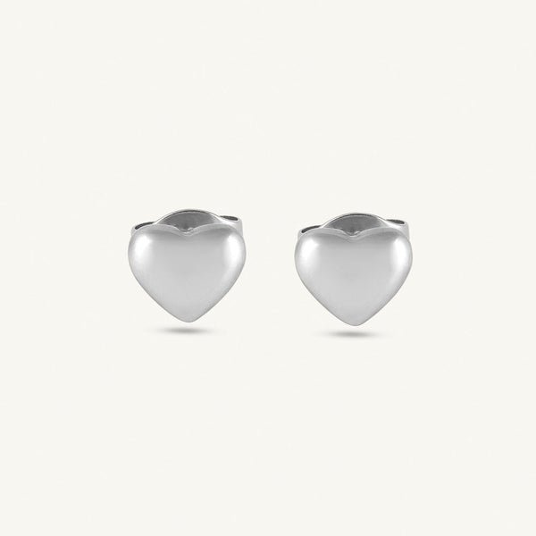 Ridge Heart Stud Earrings- 925 Silver