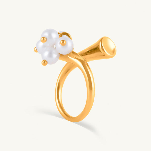Ornate Pearls Tassel Ring
