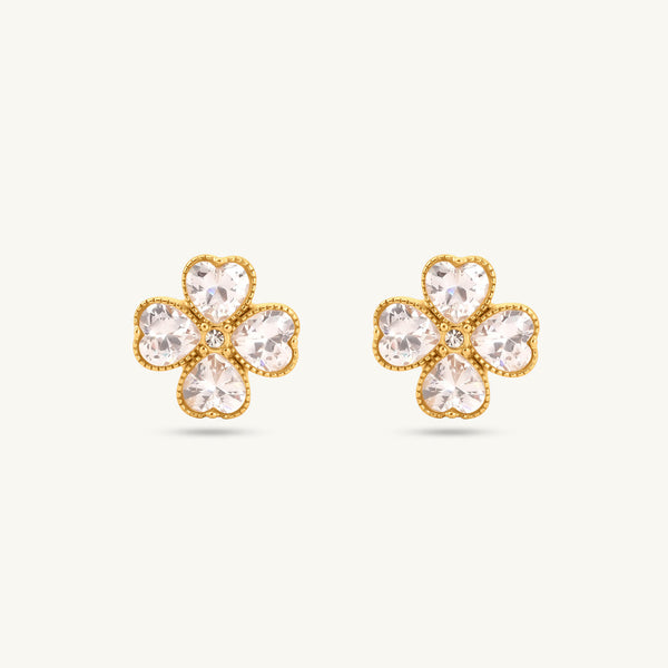 Dazzling Floral CZ Stud Earrings