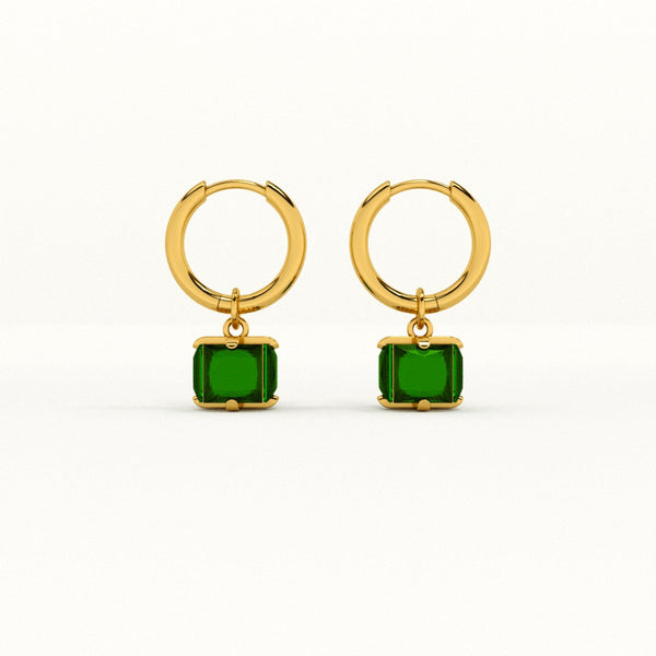 Emerald Hoop Earrings