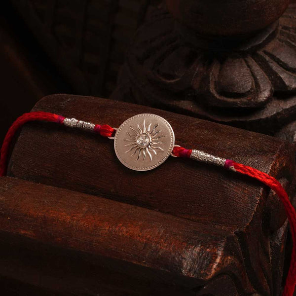 Sunlight 0.01 Carat Lab-Grown Diamond 999 Silver Rakhi