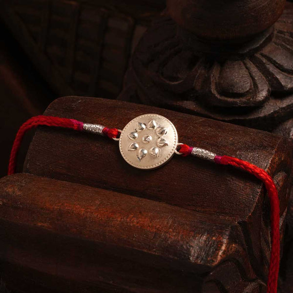 Vintage Armour 0.01 Carat Lab-Grown Diamond 999 Silver Coin Rakhi