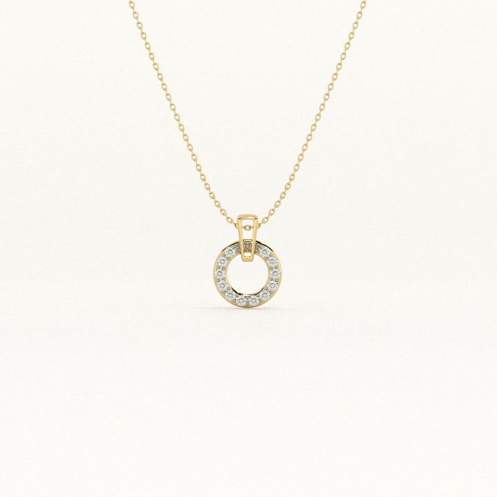 Luna Swing 9KT 0.07 Carat Lab-Grown Diamond Halo Necklace-1