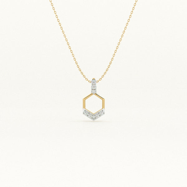 GeoCharm 9KT 0.04 Carat  Lab-Grown Diamond Necklace-1