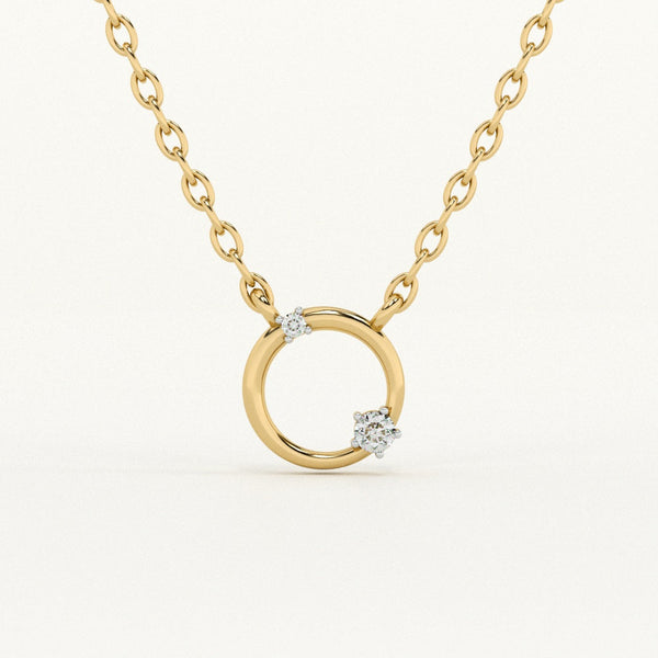 Timeless Circle 9KT 0.04 Carat Lab-Grown Diamond Necklace