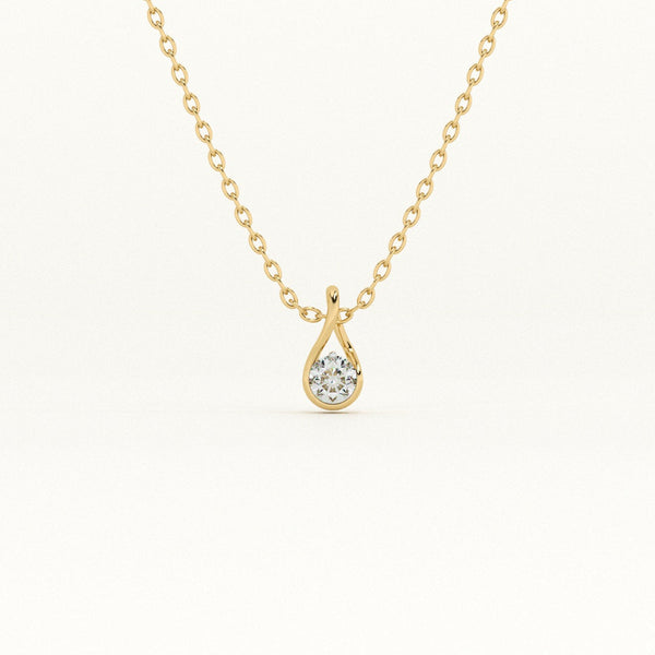 Solitaire Drop 9KT 0.26 Carat Lab-Grown Diamond Pendant Necklace
