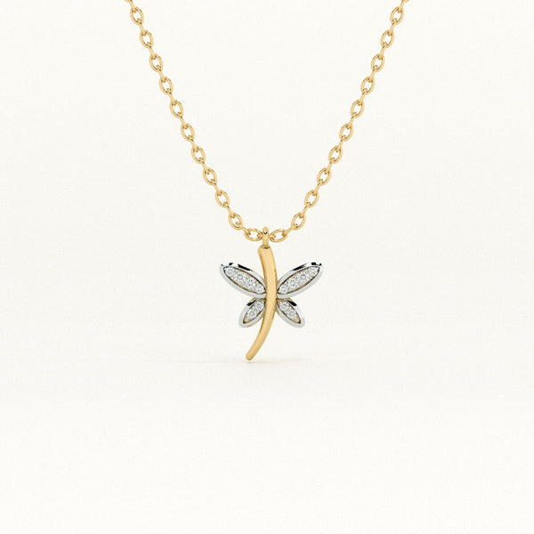 Delicate Dragonfly 9KT 0.07 Carat Lab-Grown Diamond Pendant Necklace