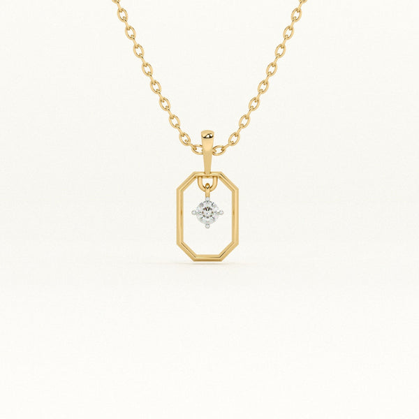 Elegant Solitaire Frame 9KT 0.17 Carat Lab-Grown Diamond Pendant Necklace