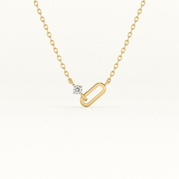 Asymmetric Solitaire Link 9KT 0.11 Carat Lab-Grown Diamond Necklace