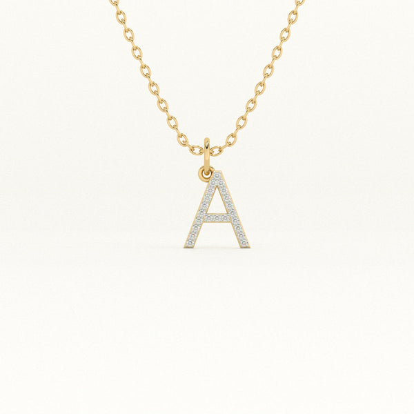 Classic Initial A 9KT 0.11 Carat Lab-Grown Diamond Pendant Necklace