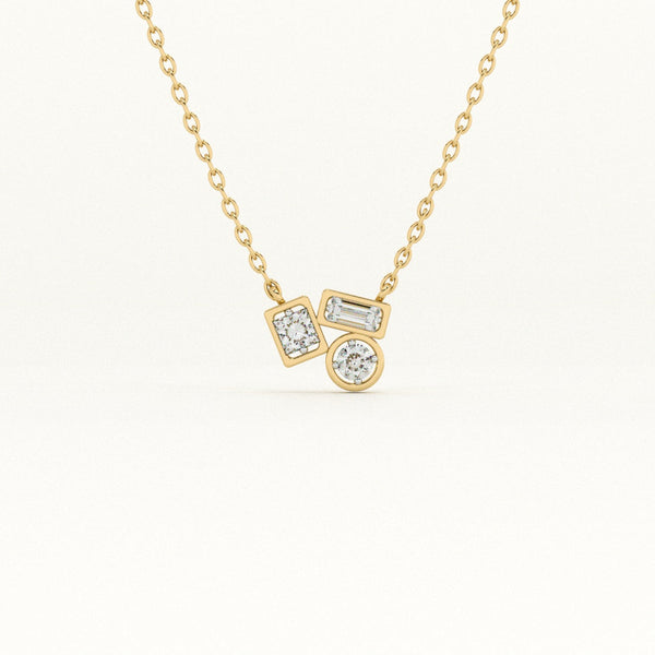 Mixed-Stone Trio 9KT 0.39 Carat Lab-Grown Diamond Necklace