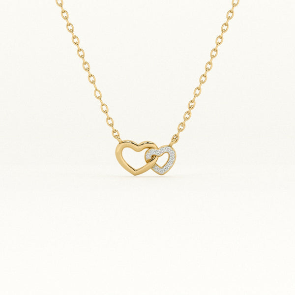 Interlocking Hearts 9KT 0.06 Carat Lab-Grown Diamond Necklace