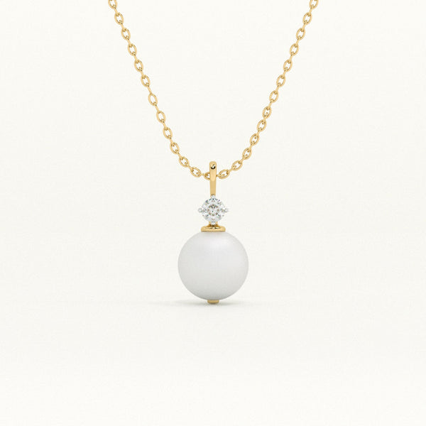 Stone Top, Pearl Drop 9KT 0.26 Carat Lab-Grown Diamond Pendant Necklace