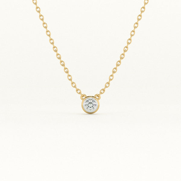Shiny Solitaire 9KT 0.17 Carat Lab-Grown Diamond Necklace